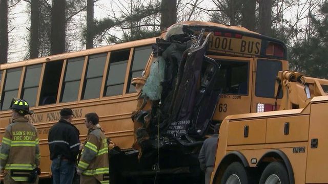 13 injured after school bus wreck in Johnston County