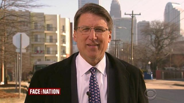 McCrory appears on CBS's 'Face the Nation'