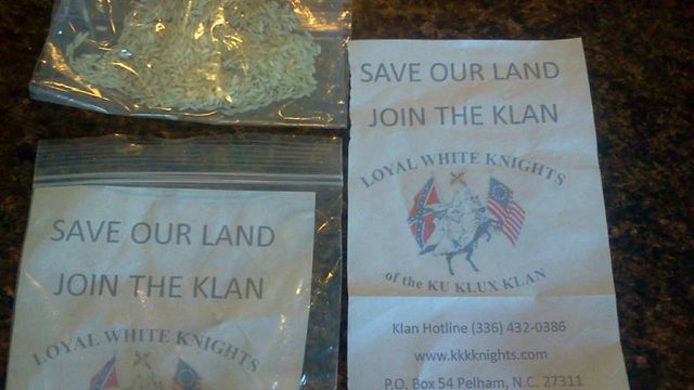 Harnett County residents receive KKK recruitment fliers