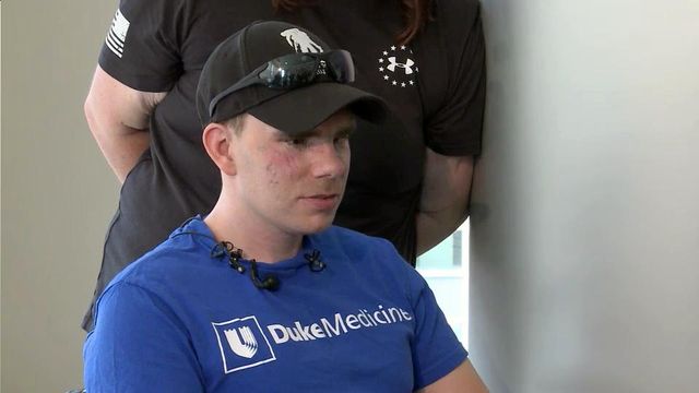 Soldier thanks Duke doctors who saved his life