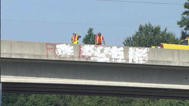 Moore residents upset by racist graffiti on highway overpasses