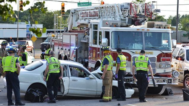 Woman, children hospitalized after Raleigh fire truck, vehicle collide
