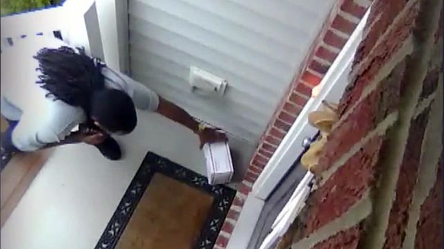 Home security camera catches front-porch theft