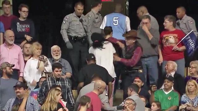 Man charged with assaulting protesters during Trump rally in Fayetteville