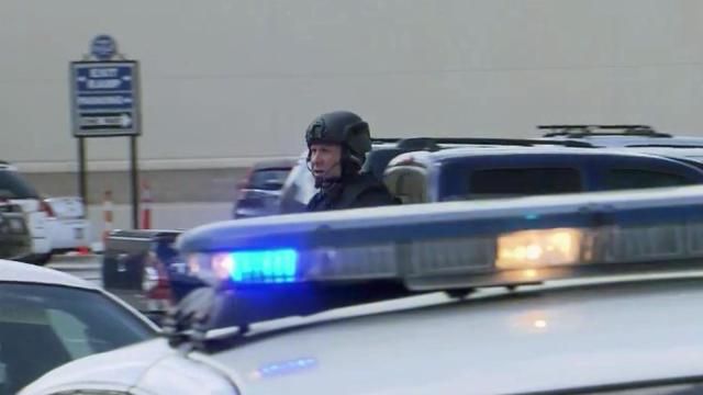 SWAT team outside Crabtree Valley Mall