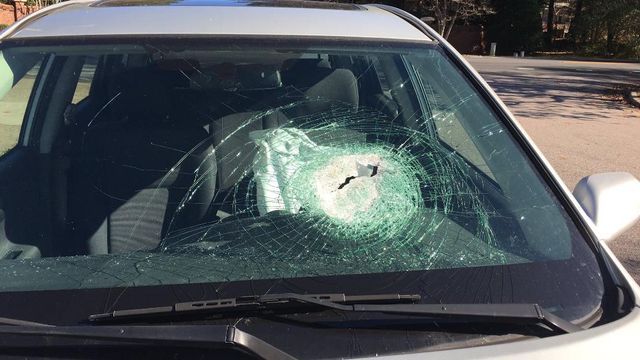 'It was loud': Woman says car was hit by rock near Leesville Road