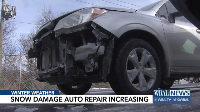 Raleigh autobody shop sees influx of wrecked cars after snow storm