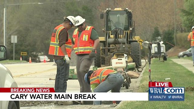 2nd water main break closes another portion of Cary's Waldo Rood Blvd.