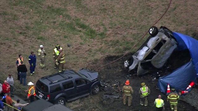 Chase ends in fiery crash near Durham-Person County line