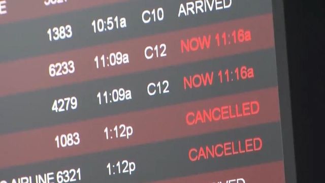 RDU passengers face weather delays, cancellations 