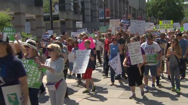 Raleigh 'Tax March' protesters demand release of Trump's tax returns