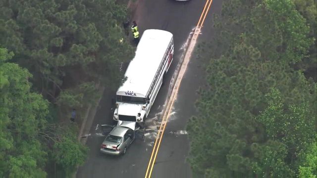 Car, YMCA bus involved in head-on crash in Raleigh