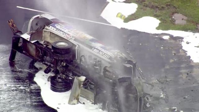 Driver killed when fuel tanker overturns, catches fire