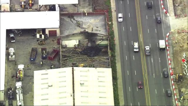Sky 5: Crews work to put out fire near downtown Raleigh