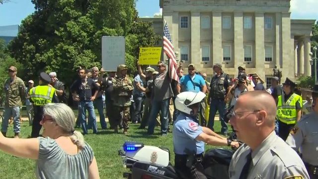 Rally against Islamic law draws counter-protest