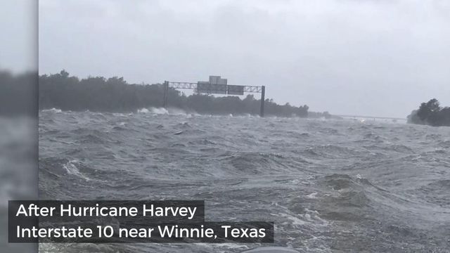 Before and after: I-10 near Winnie, Texas