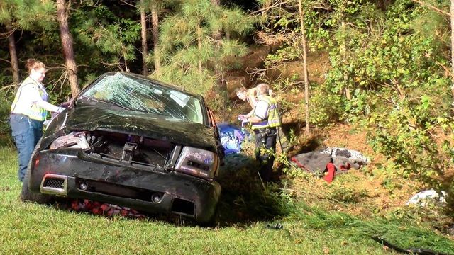 Car overturns in serious crash near Benson