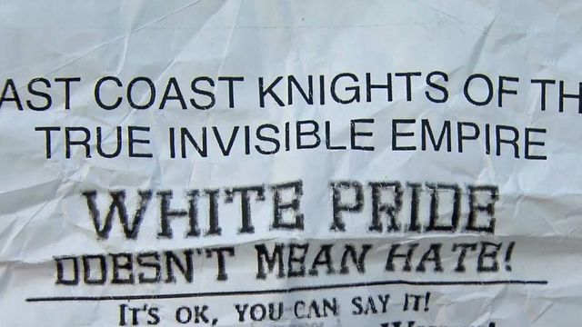 'White pride' flyers distributed in Wake County neighborhood 
