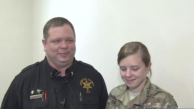 Officer in court gets pleasant surprise from relative
