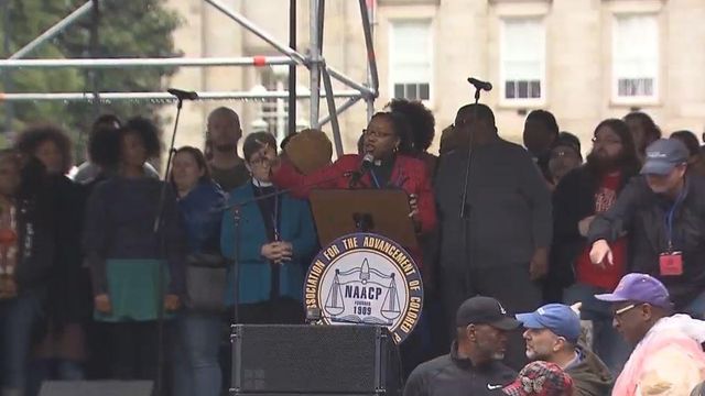 Civil rights activists lead Moral Monday in Downtown Raleigh