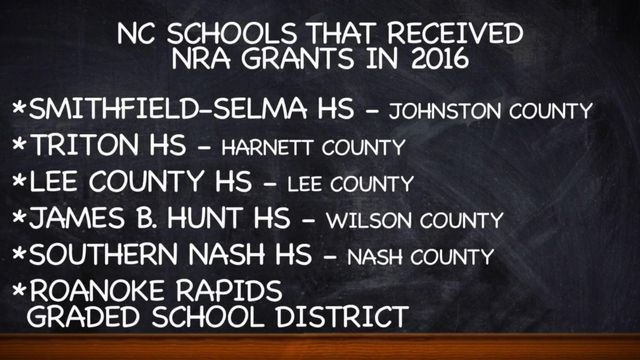 Which NC schools received NRA grants