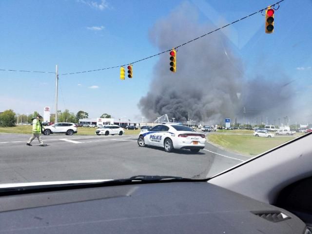 Firefighters responding to multiple-alarm industrial fire in Goldsboro