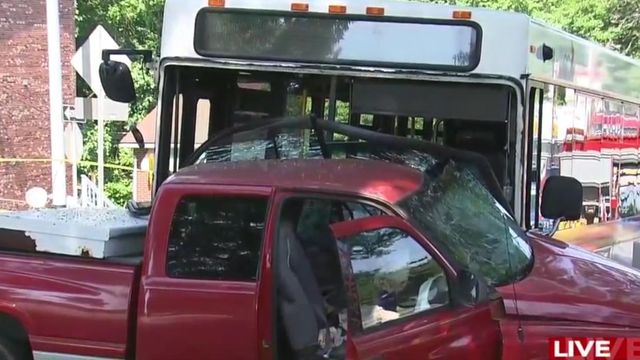 Several hurt during bus, truck collision in Raleigh