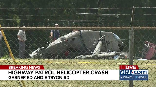 Helicopter down, on fire at Highway Patrol Training Facility 