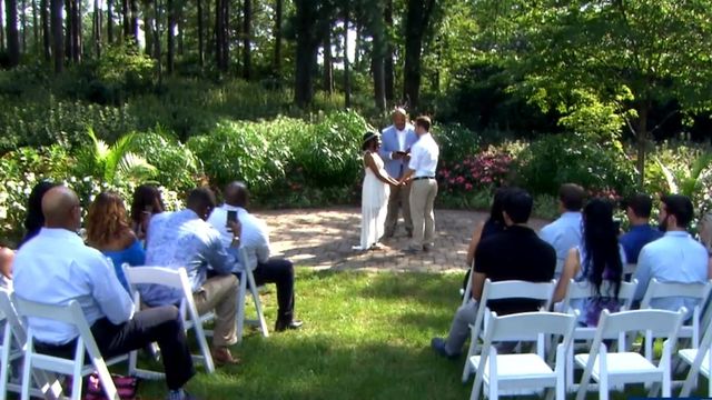 Delayed by Florence, couple wed at WRAL gardens