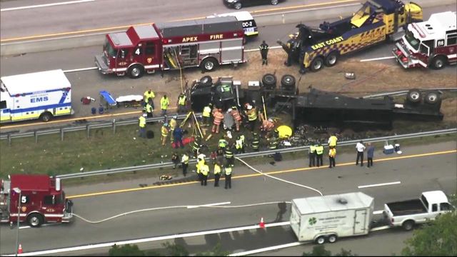 Sky 5: Overturned tractor-trailer causes traffic on US-1