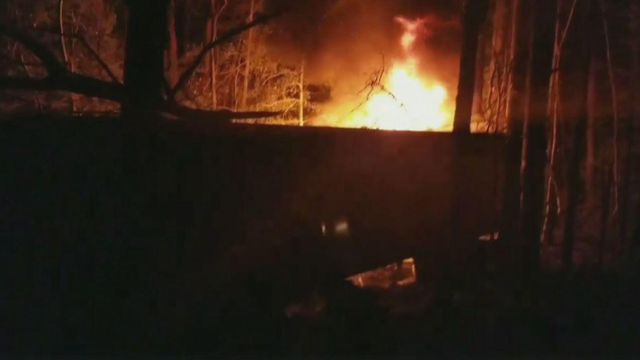 Raw: 18-wheeler on fire near Roanoke Rapids