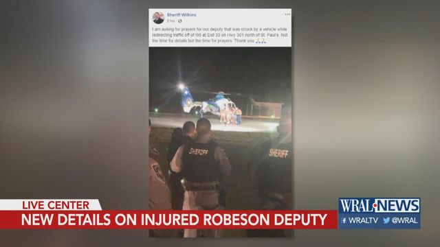 Robeson County detective struck by vehicle, suffers head trauma