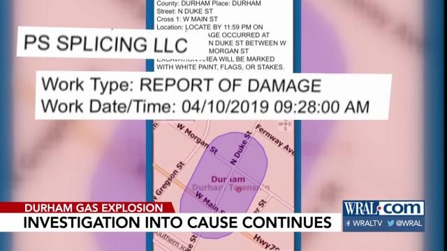 811 damage report, Durham gas explosion