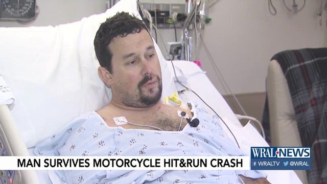 Motorcyclist survives hit-and-run crash