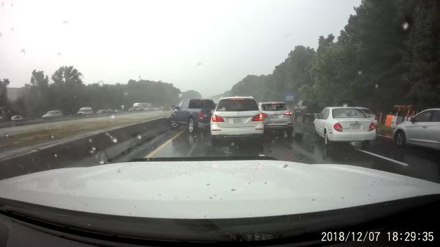Dash cam video shows moment cars collide in massive crash on I-40 