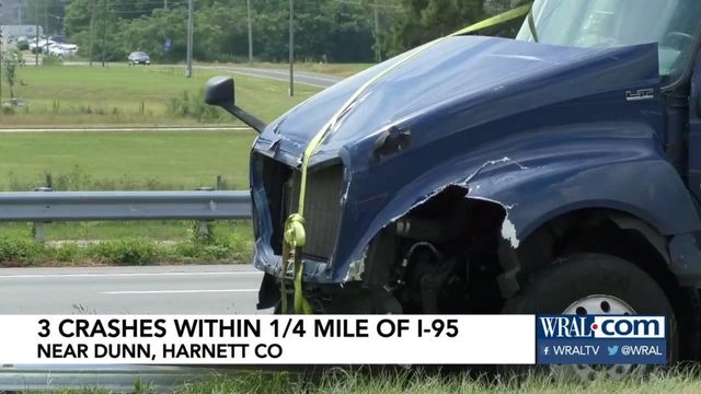 Three separate accidents, one involving two tractor trailers, in Harnett Co.