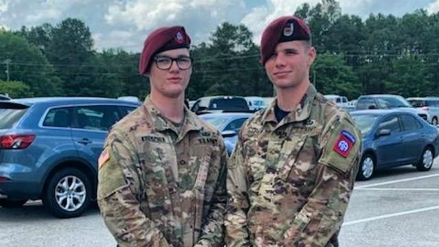 PFC Brandon Kreischer, left