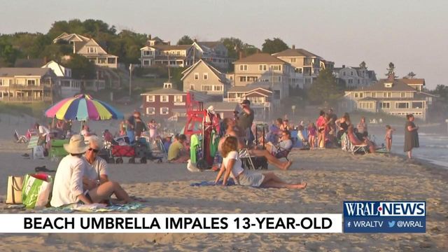 Teen impaled by beach umbrella in Massachusetts