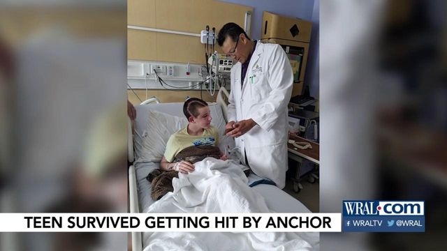 Florida teen survives being struck in head with anchor