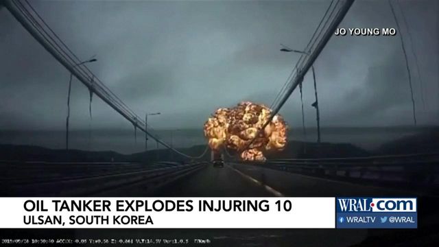 Dash cam video shows oil tanker exploding in South Korea