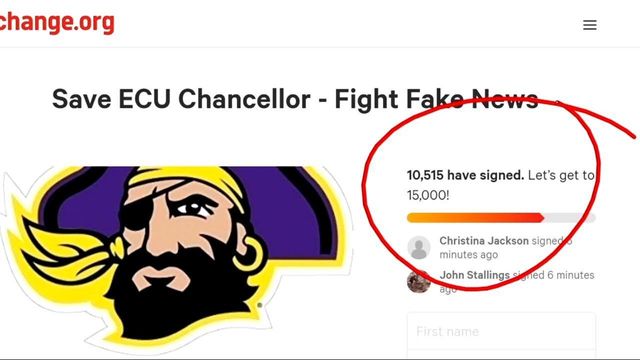 Petition started for ECU interim chancellor currently on suspension
