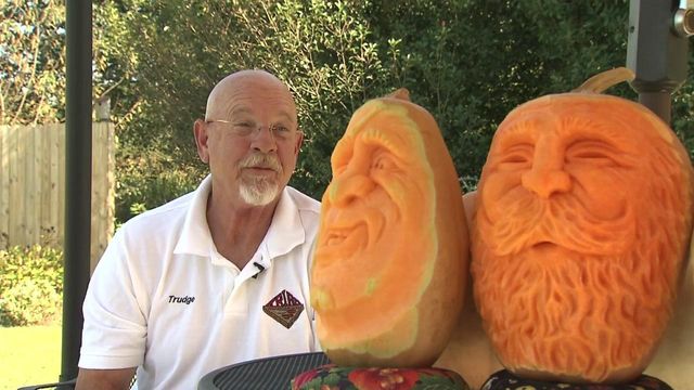 Pumpkin carver from Mocksville draws crowds for his unique work