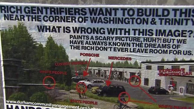 Durham residents puzzled, offended by fliers against planned development