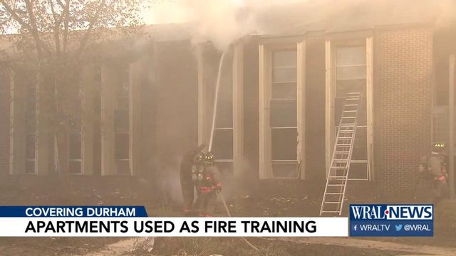 Duke firefighters train by setting fires to aging apartment complex