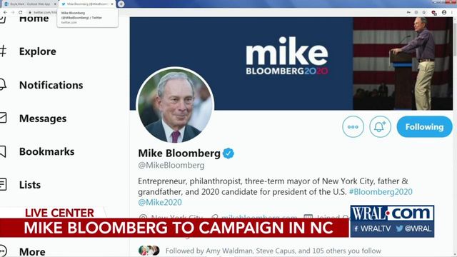 Mike Bloomberg scheduled to visit Raleigh, Fayetteville