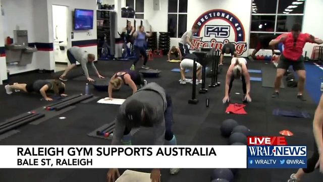 Local gym raises 'burpees for bucks' in fundraiser for Australia