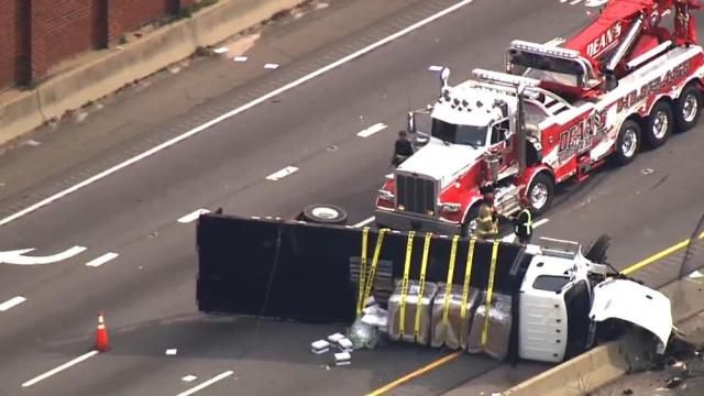 One injured when truck flips after collision on I-440 in Raleigh ...