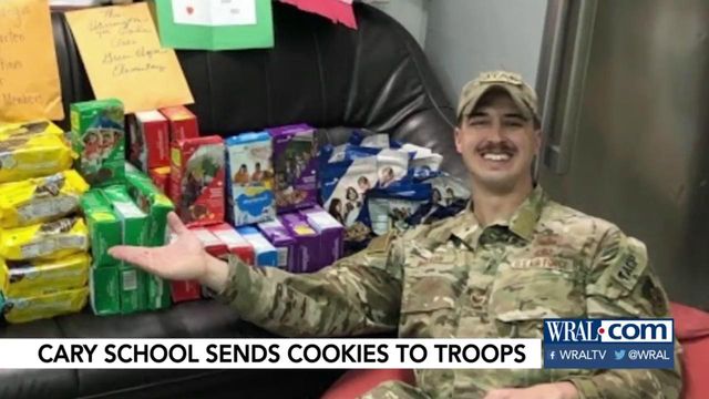 Cary elementary school sends Girl Scout cookies as Valentine's Day care package