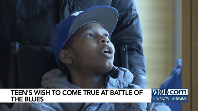 Teen Blue Devils fan fighting brain cancer has Battle of the Blues wish fulfilled