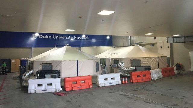 Duke University Hospital sets up tents for possible coronavirus patients